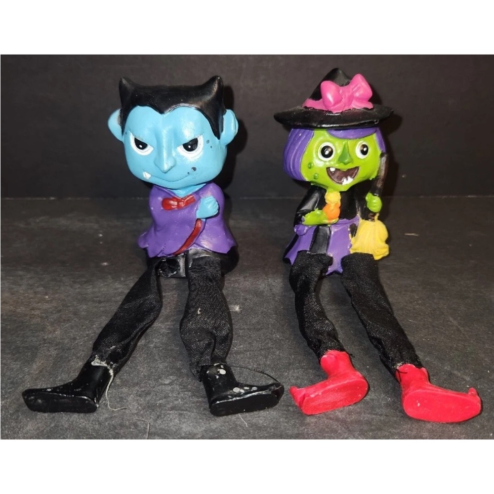 Halloween Shelf Sitters Witch & Monster 6” Set Of 2